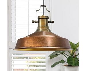 bamyum Asletl Suspension Luminaire Industrielle Rétro en Metal de 40 cm, Lustre de Salon Vintage, Éclairage de Plafond Chambre, Cuisine, Lampe Suspendue, Suspension Luminaire Industrielle Tono Cuivre
