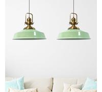 bamyum Asletl Suspension Luminaire Industrielle Rétro en Metal Lot de 2, Lustre de Salon Vintage, Éclairage de Plafond pour Chambre, Cuisine, Lampe Suspendue, Menthe