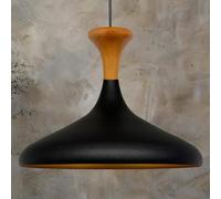 bamyum Champion Lampe à Bois Suspension Moderne en Metal de 35 cm, Lustre de Salon, Chambre, Cuisine, Suspension Luminaire Plafonnier, Éclairage de Plafond, Lampe Suspendue Noir