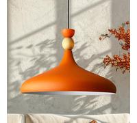 bamyum Champion Lampe à Bois Suspension Moderne en Metal de 35 cm, Lustre de Salon, Chambre, Cuisine, Suspension Luminaire Plafonnier, Éclairage de Plafond, Lampe Suspendue Orange