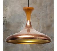 bamyum Champion Lampe à Bois Suspension Moderne en Metal de 35 cm, Lustre de Salon, Chambre, Cuisine, Suspension Luminaire Plafonnier, Éclairage de Plafond, Lampe Suspendue Tono Cuivre