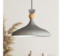 bamyum Champion Lampe à Bois Suspension Moderne en Metal de 35 cm, Lustre de Salon, Chambre, Cuisine, Suspension Luminaire Plafonnier, Éclairage de Plafond, Lampe Suspendue Gris