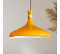 bamyum Champion Lampe à Bois Suspension Moderne en Metal de 35 cm, Lustre de Salon, Chambre, Cuisine, Suspension Luminaire Plafonnier, Éclairage de Plafond, Lampe Suspendue Jaune