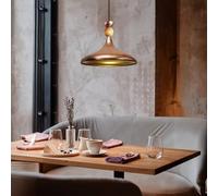 bamyum Champion Lampe à Bois Suspension Moderne en Metal de 35 cm, Lustre de Salon, Chambre, Cuisine, Suspension Luminaire Plafonnier, Éclairage de Plafond, Lampe Suspendue Ton Cuivre