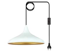bamyum Champion Suspension Luminaire Vintage, Lustre Salon de 35 cm, Lampe E27 Vintage pour Chambre, Suspension Luminaire Industrielle avec Interrupteur 4.5M Câble Réglable Plug in Suspension Blanc
