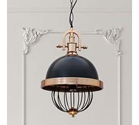 bamyum Cole Suspension Luminaire Industrielle, Lustre Salon de 35 cm, Lustre Cuisine en Métal, Vintage Lampe E27 Antique pour Chambre, Salle à Manger, Couloir, Noire