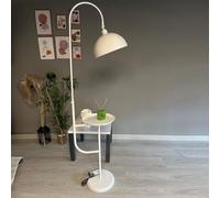 bamyum Gorkiede Douille E27 30 cm, Métal, Moderne, Salon et Chambre, Abat-Jour Réglable, Lampadaire avec étagère, Blanc