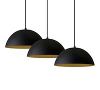 bamyum Lipeo Lot de 3 Suspension Luminaire en Metal de 26 cm, Plafonnier Vintage, Lustre Salon, Cuisine, Chambre, Salle à Manger, Couloir, Lampe Ronde E27, Éclairage Intérieur, Noir