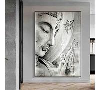 BAMZOK 5D Diamond Painting Broderie Point De Croix Kits Bouddha noir et blanc 40x50cm Broderie Diamant Kit Complet DIY Diamant Peinture Kit D'artisanat,5D Diamond Painting Kits Stickers Muraux Décor