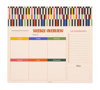 ban.do Planificateur hebdomadaire, mini planificateur de bureau, calendrier hebdomadaire non daté, liste de tâches quotidiennes avec 52 feuilles, rayures du milieu du siècle