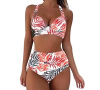 BañAdor Natacion Mujer Bikinis 2026 BrasileñO Bikini Sexy a la Para Mujer, Traje de baño dividido de secado rápido Con Estampado, Traje baño piezas Ropa Mujer BañAdor Push up (Red, XL)