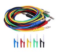 Banana Connector Test Cable Set, Electrical Test Lead with 4mm Banana Plug and Clip, 1 Meter Flexible Brass Wire for Auto Diagnosis, Lab, School and Home Use