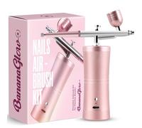 Banana Glow Kit aérographe pour ongles avec compresseur - 48 PSI rechargeable sans fil professionnel avec buse de 0,3 mm et outils de nettoyage pour nail art, maquillage, peinture, décoration de