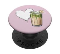 Banana Matcha Latte Love Green-Tea Vegan Vintage Foodie PopSockets PopGrip Adhésif