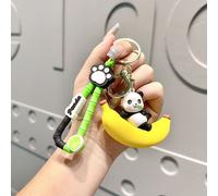 (Banana Panda) Porte-clés panda charmant de dessin animé dans divers styles fruités, idéal pour les