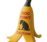 Banana Peel Edition Panneau d'avertissement humoristique avec inscription « Caution : Cat Vomit » (chien)