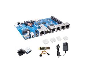Banana Pi BPI-R4 Lite WiFi 7 Kit de routeur Dev Board OpenWRT - MediaTek MT7987A SoC - 2 Go DDR4 RAM 8 Go eMMC, 1 x 2,5G SFP RJ45 WAN, 4 x GbE Gigabit Ethernet pour NAS Smart Home Gateway (2 Go DDR4