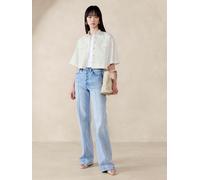 Banana Republic Banana Republic Beige Hemp-Cotton Cropped Shirt Beige Medium