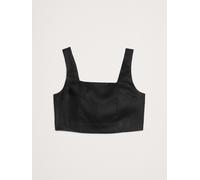 Banana Republic Banana Republic Black Linen Square-Neck Cropped Tank Top