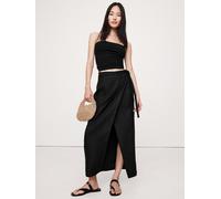 Banana Republic Banana Republic Black Linen Wrap Maxi Skirt Black 14 R