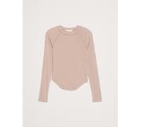 Banana Republic Banana Republic Brown Ribbed Curved-Hem Long Sleeve T-Shirt