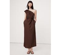 Banana Republic Banana Republic Brown Ruched Cotton Poplin One-Shoulder Maxi Dress Brown X-Large