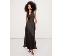 Banana Republic Banana Republic Brown Stretch-Satin Cross-Back Maxi Dress Brown EU 38 Regular (UK 10 R)