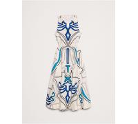 Banana Republic Banana Republic Cream/Blue Print Cotton Poplin Cut-Out Midi Dress Cream/Blue Print X-Small