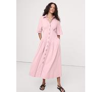 Banana Republic Banana Republic Pink Stretch-Cotton Poplin Pintuck Long-Midi Shirt Dress Pink Medium