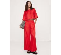 Banana Republic Banana Republic Red Linen Boat-Neck Crop Top