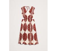 Banana Republic Banana Republic Red/White Print Cotton Poplin Side Cut-Out Midi Dress Red/White Print Medium