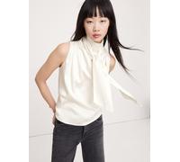 Banana Republic Banana Republic White Stretch-Satin Tie-Neck Top