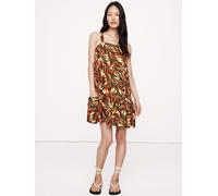 Banana Republic Banana Republic Yellow/Red Floral Viscose-Linen Flounce-Hem Mini Dress Yellow/Red Floral Large