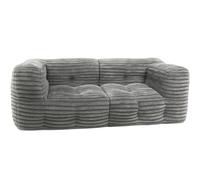 Bananair - Canapé 3 Places Modulable Fourrure Côtelé Synthétique - Doux & Confortable - Rembourrage Mousse & Fibre - Canapé Pouf Innovant, 2 Parties Détachables (Gris Foncé)