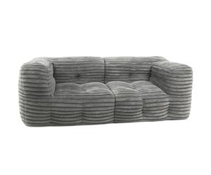 Bananair - Canapé 3 Places Modulable Fourrure Côtelé Synthétique - Doux & Confortable - Rembourrage Mousse & Fibre - Canapé Pouf Innovant, 2 Parties Détachables (Gris Foncé)