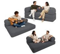 bananair - Canapé Compressé 2 Places en Velours Côtelé (Gris Anthracite) | Canapé Lit Convertible, Modulable, Entièrement Déhoussable, Housses Lavables en Machine, Assise Ferme, Confort et Douceur