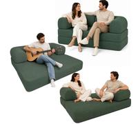 bananair - Canapé Compressé 2 Places en Velours Côtelé (Vert Fôret) | Canapé Lit Convertible, Modulable, Entièrement Déhoussable, Housses Lavables en Machine, Assise Ferme, Confort et Douceur