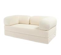 Bananair - Canapé Convertible 2 Places Fabriqué en France - Canapé Lit Modulable en Mousse Haute Densité et Tissu Velours Côtelé - Design Innovant Boneless Couch, Expédié Compressé (Écru)