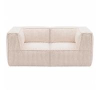 bananair - Canapé Modulable 2 Places avec Accoudoirs (Blanc Cassé) | Modulable, Déhoussable, Velours Côtelé, Tissu OEKO-TEX, Toucher Doux, Assise Confortable