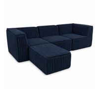 bananair - Canapé Modulable 3 Places avec Repose-Pieds (Bleu foncé) | Modulable, Déhoussable, Tissu OEKO-TEX, Toucher Doux, Assise Confortable