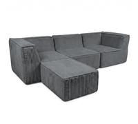 bananair - Canapé Modulable 3 Places avec Repose-Pieds, Gris foncé