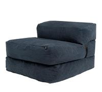 Bananair - Chauffeuse 1 Place Adulte Convertible - Matelas d'Appoint Déhoussable en Velours Côtelé - Canapé Lit, Futon Pliable Pratique & Confortable, Rembourré en Mousse (70 x 190 cm, Bleu)