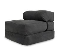 Bananair - Chauffeuse 1 Place Adulte Convertible - Matelas d'Appoint Déhoussable en Velours Côtelé - Lit d'Appoint, Futon Pliable Pratique & Confortable, Rembourré en Mousse (70 x 190 cm, Gris Foncé)