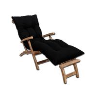 Bananair - Coussin Bain de Soleil Chaise Longue - Épais, Ultra Confortable, Design Matelassé - Fabriqué en France - Matelas Transat avec Scratchs, Facile à Installer (185x60x15 cm, Noir)