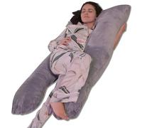 Bananair - Coussin de Grossesse et d'Allaitement en Forme de U, Oreiller pour Femme Enceinte - Doux & Confortable, Soulage Le Dos et Le Cou - Déhoussable, Lavable en Machine (Gris, Velours, 140x80 cm)