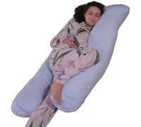 Bananair Coussin de Grossesse et d'allaitement en Forme de U - Oreiller pour Femme Enceinte, Doux & Confortable, Soulage Le Dos et Le Cou - Déhoussable, Lavable en Machine (Bleu, Coton, 140 x 80 cm)