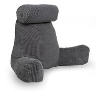 Bananair - Coussin de Lecture Velours Côtelé - Fabriqué en France - Housse Lavable - Soutien Dorsal Optimal - Accoudoirs Pratiques & Assise Ergonomique - Oreiller/Fauteuil de Lecture (Gris)