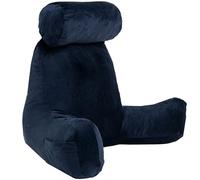 Bananair - Coussin de Lecture Velours - Fabriqué en France - Housse Lavable - Soutien Dorsal Optimal - Accoudoirs Pratiques & Assise Ergonomique - Oreiller/Fauteuil de Lecture (Bleu)