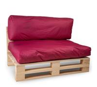 Bananair Coussins Palettes Déhoussables, Tissu Imperméable et Anti-UV - Set 1 Assise 120x80 cm + 1 Dossier 120x40 cm (Rouge)