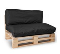 Bananair Coussins Palettes Déhoussables, Tissu Imperméable et Anti-UV - Set 1 Assise 120x80 cm + 1 Dossier 120x40 cm (Noir)